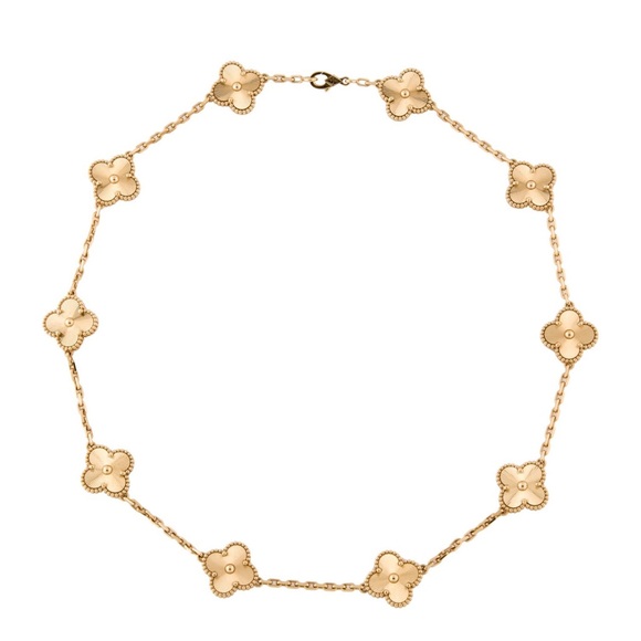 Van Cleef & Arpels Yellow Gold Guilloche 10 Motif Necklace AUTHENTIC & full set - Picture 9 of 12